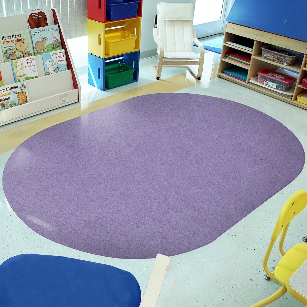 Kid Essentials Just Kidding 12' x 7'6" Oval Area Rug in Color Very Violet. Picture 5