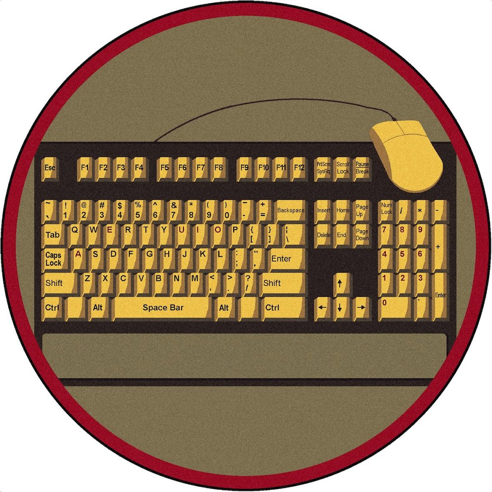 Kid Essentials Keyboard Connection 5'4" Round Area Rug in Color Brown. Picture 1