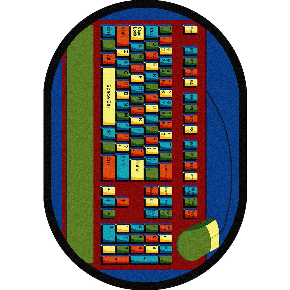 Kid Essentials Keyboard Connection 7'8" x 10'9" Oval Area Rug in Color Multi. Picture 1