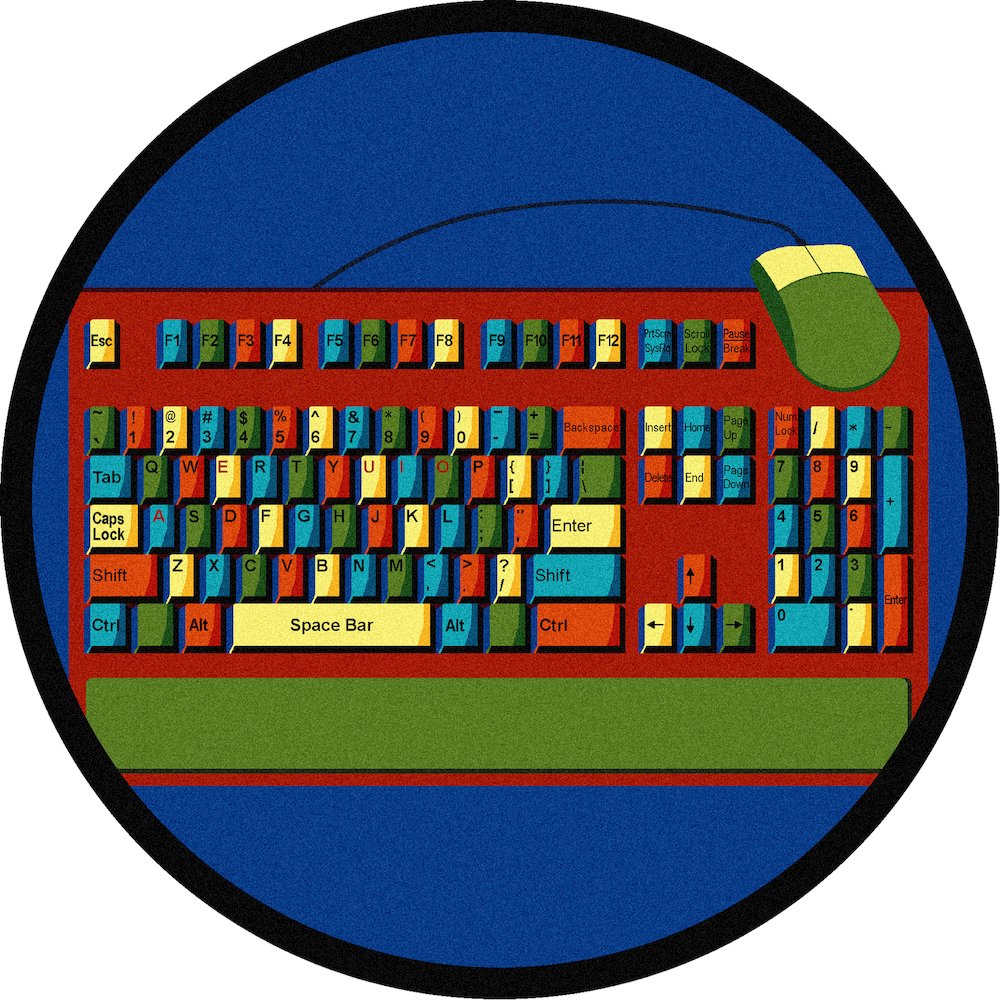 Kid Essentials Keyboard Connection 5'4" Round Area Rug in Color Multi. Picture 1