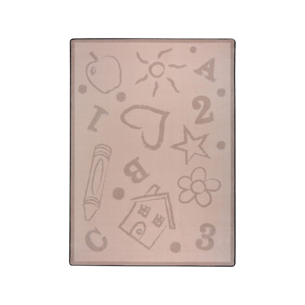 Playful Patterns Kid's Art 5'4" x 7'8" Area Rug in Color Beige. Picture 1