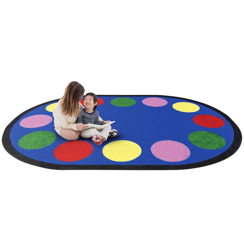 Kid Essentials Lots of Dots 7'8" x 10'9" Oval Area Rug in Color Multi. Picture 2