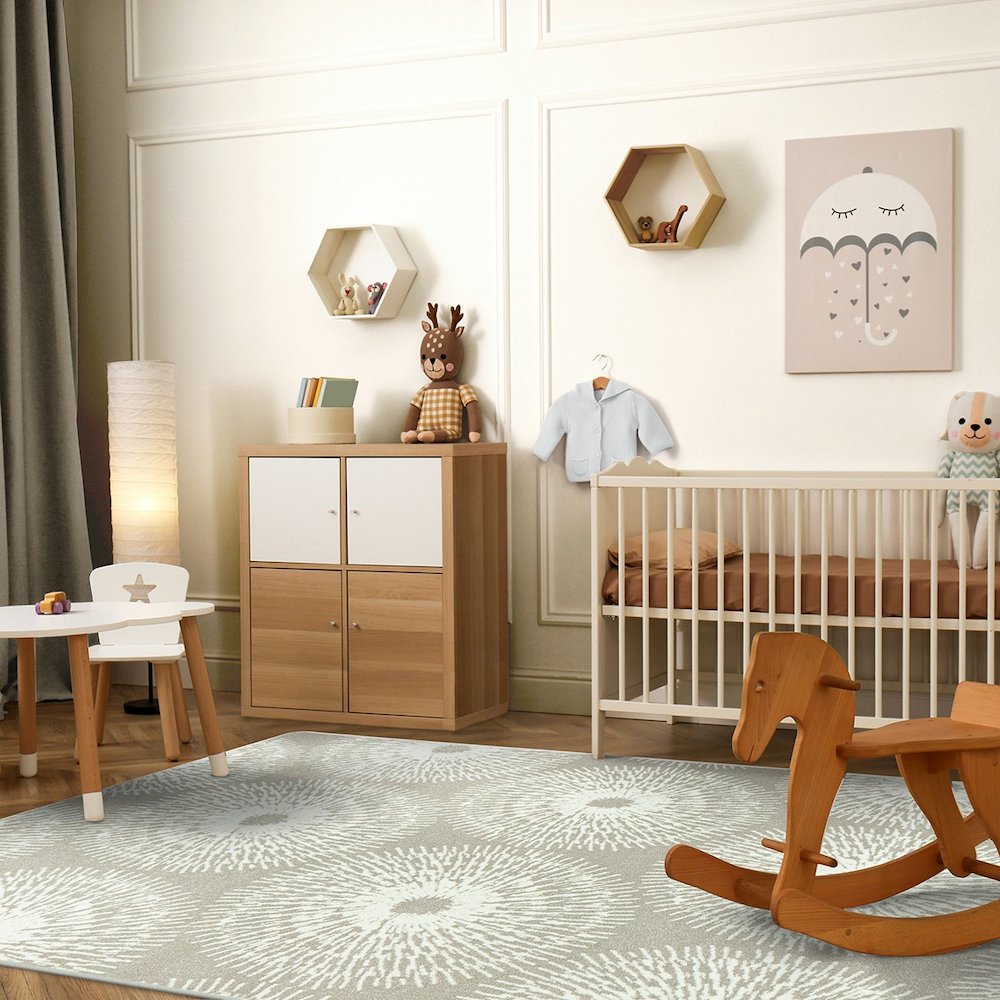 Claremont Kids Make A Wish 5'4" x 7'8" Area Rug in Color Linen. Picture 3