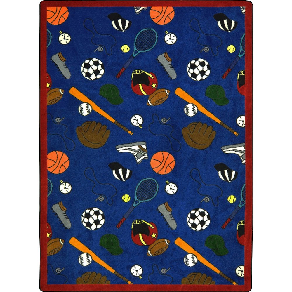 Games People Play Multi-Sport 5'4" x 7'8" Area Rug in Color Blue. Picture 1
