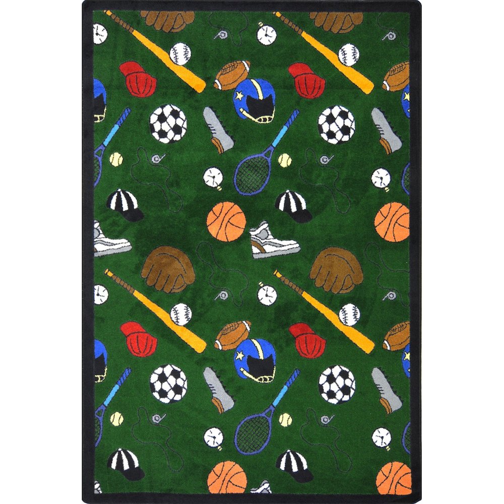 Games People Play Multi-Sport 5'4" x 7'8" Area Rug in Color Green. Picture 1