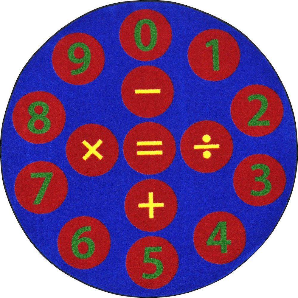 Kid Essentials Number Jumpers 5'4" Round Area Rug in Color Multi. Picture 1