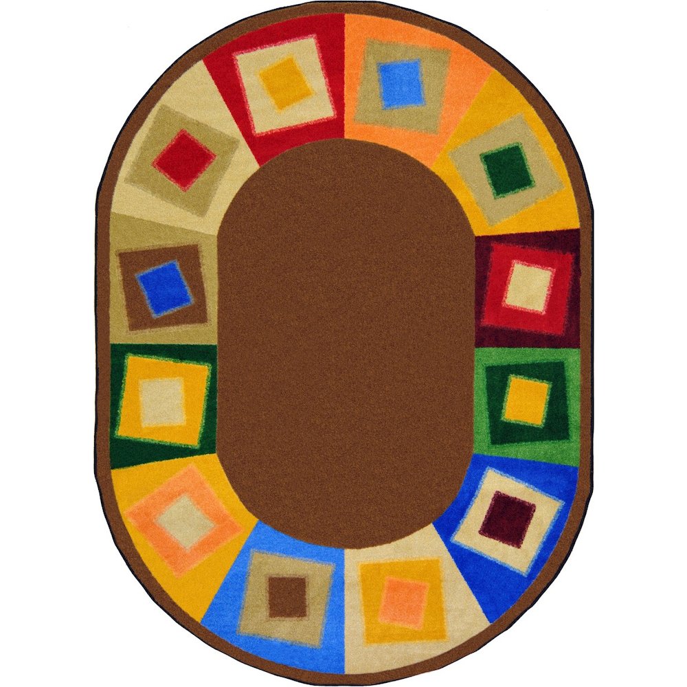 Kid Essentials Off Balance 7'8" x 10'9" Oval Area Rug in Color Neutrals. Picture 1