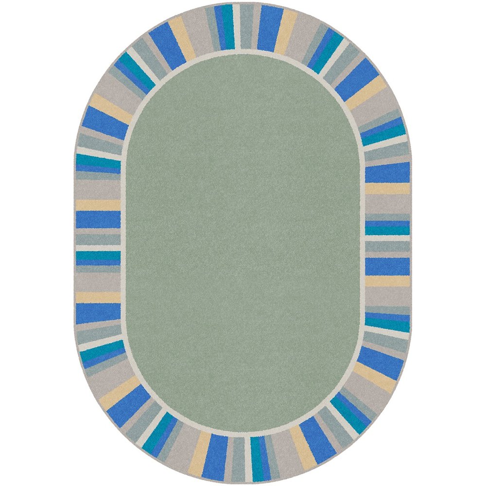 Kid Essentials Off the Cuff 5'4" x 7'8" Oval Area Rug in Color Sage. Picture 1