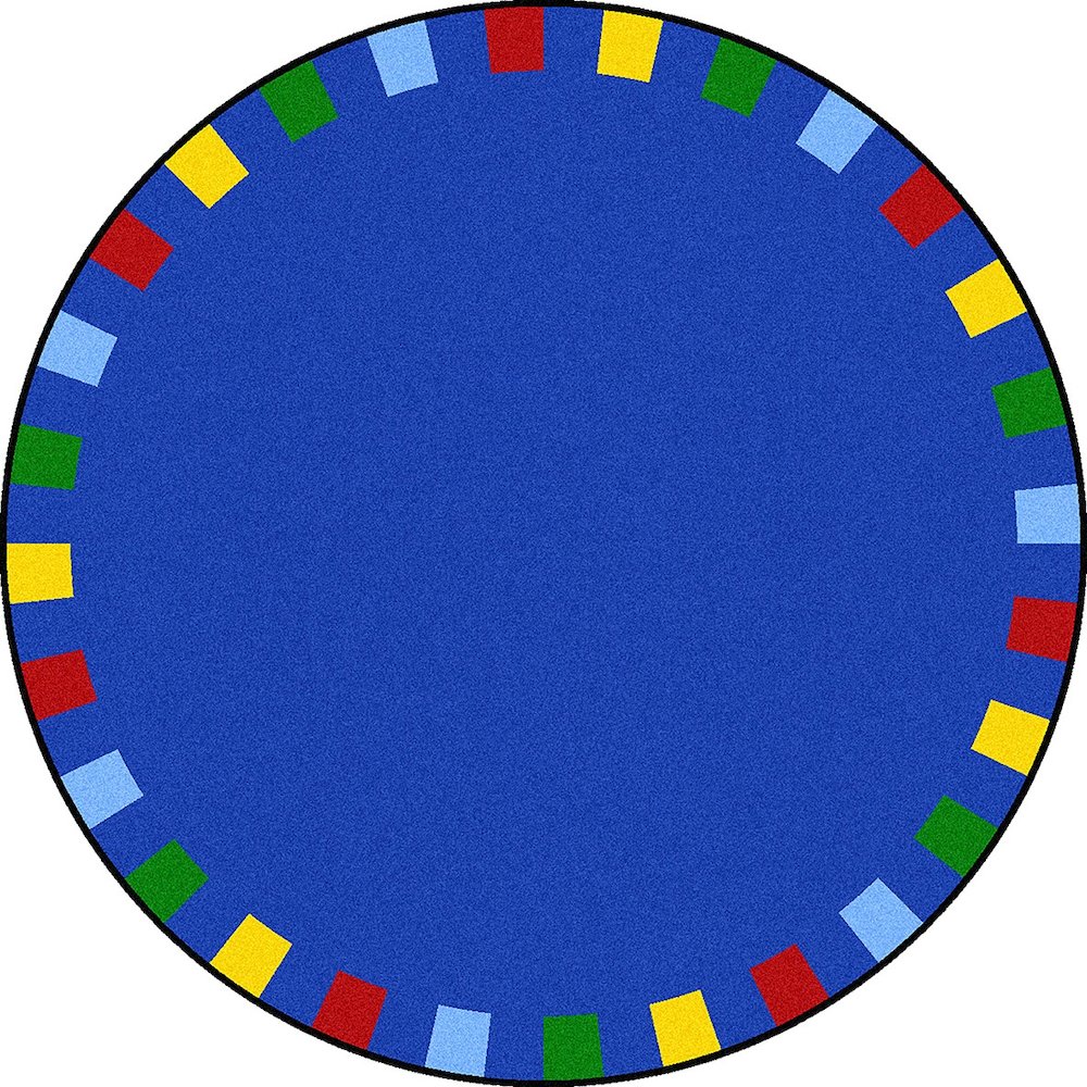 Kid Essentials On the Border 5'4" Round Area Rug in Color Brights. Picture 1