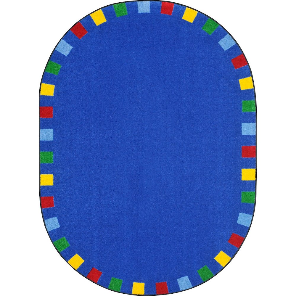 Kid Essentials On the Border 7'8" x 10'9" Oval Area Rug in Color Brights. Picture 1