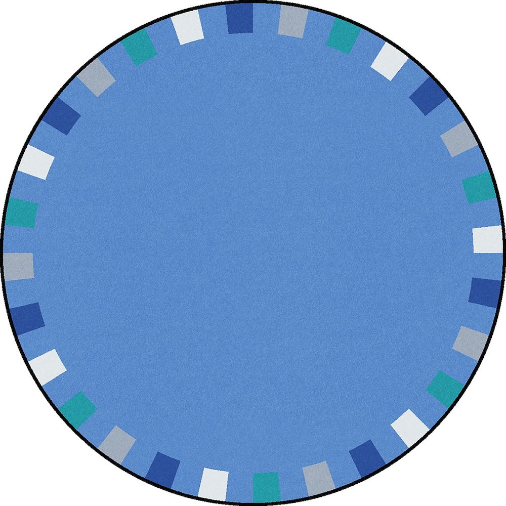 Kid Essentials On the Border 5'4" Round Area Rug in Color Softs. Picture 1