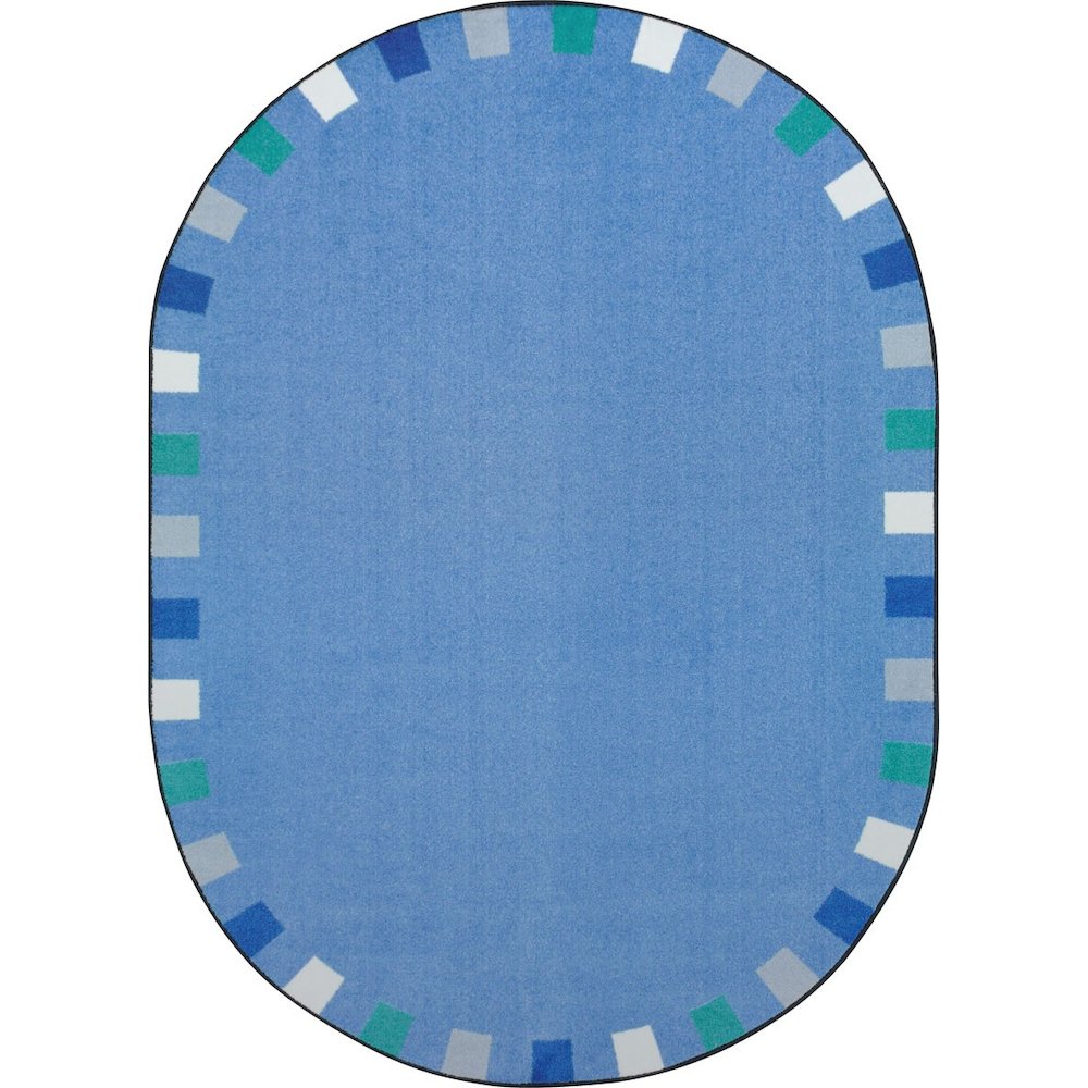 Kid Essentials On the Border 7'8" x 10'9" Oval Area Rug in Color Softs. Picture 1