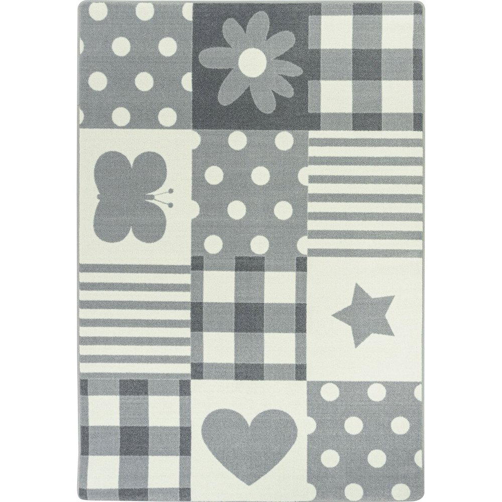 Claremont Kids Patchwork Girl 5'4" x 7'8" Area Rug in Color Cloudy. Picture 1