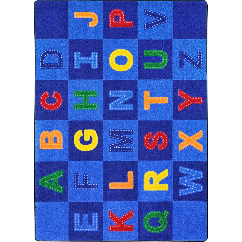 Kid Essentials Patchwork Letters 7'8" x 10'9" Area Rug in Color Multi. Picture 1