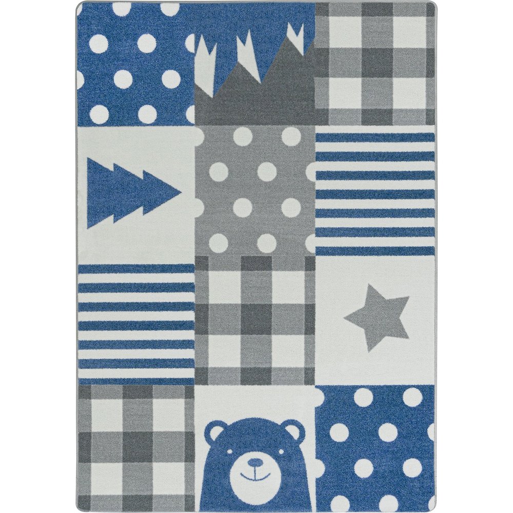 Claremont Kids Patchwork Boy 5'4" x 7'8" Area Rug in Color Blue Skies. Picture 1