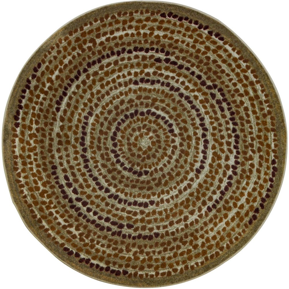 Kid Essentials Peaceful Pebbles 5'4" Round Area Rug in Color Terracotta. Picture 1