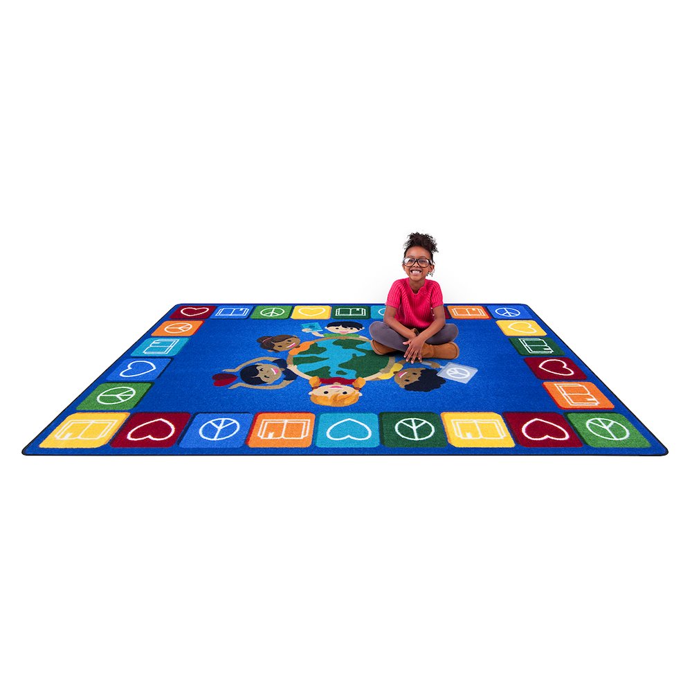 Kid Essentials Peaceful Readers 7'8" x 10'9" Area Rug in Color Multi. Picture 5