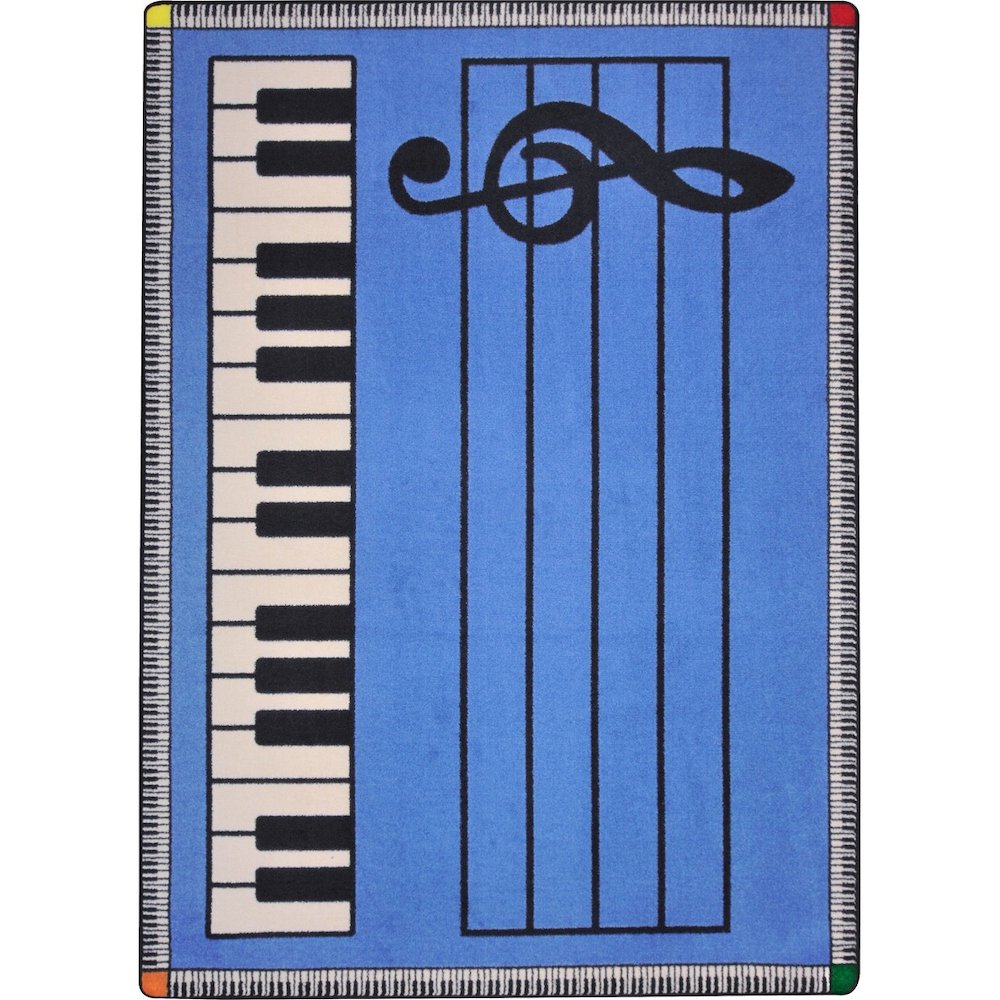 Kid Essentials Play Along 7'8" x 10'9" Area Rug in Color Blue w/ keys. Picture 1