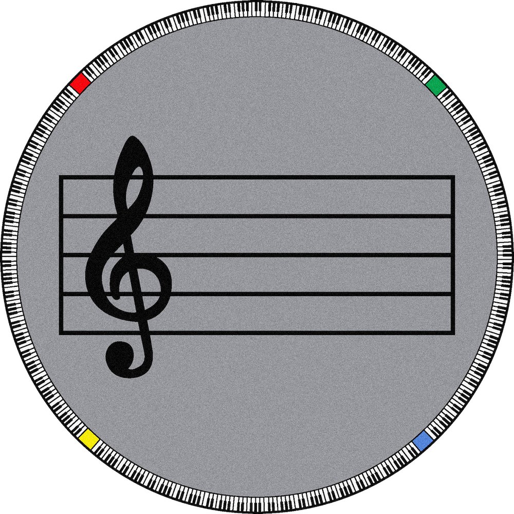 Kid Essentials Play Along 13'2" Round Area Rug in Color Gray. Picture 1