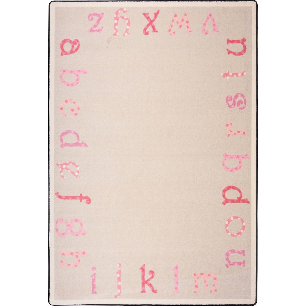 Kid Essentials Polka Dot ABC's 5'4" x 7'8" Area Rug in Color Pink. Picture 1