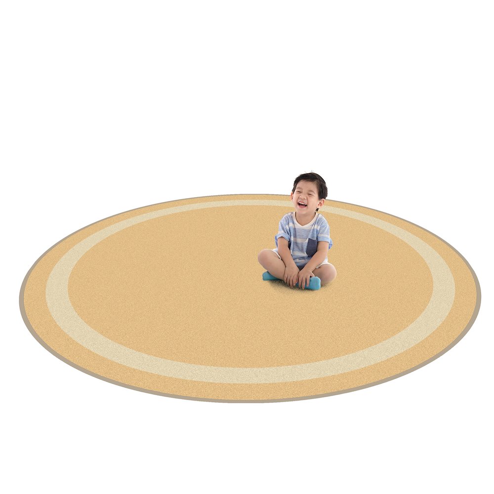 Kid Essentials Portrait 5'4" Round Area Rug in Color Sandstone. Picture 2