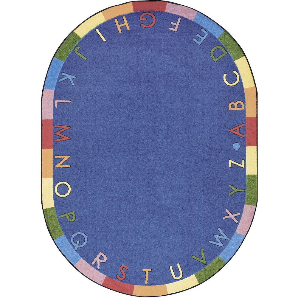 Kid Essentials Rainbow Alphabet 7'8" x 10'9" Oval Area Rug in Color Pastel. Picture 1