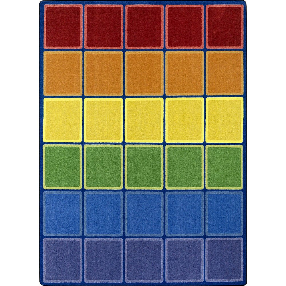 Kid Essentials Rainbow Blocks 10'9" x 13'2" Area Rug in Color Multi. Picture 1