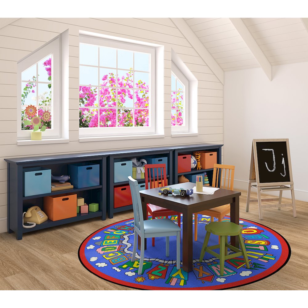 Kid Essentials Reading Train 13'2" Round Area Rug in Color Multi. Picture 4