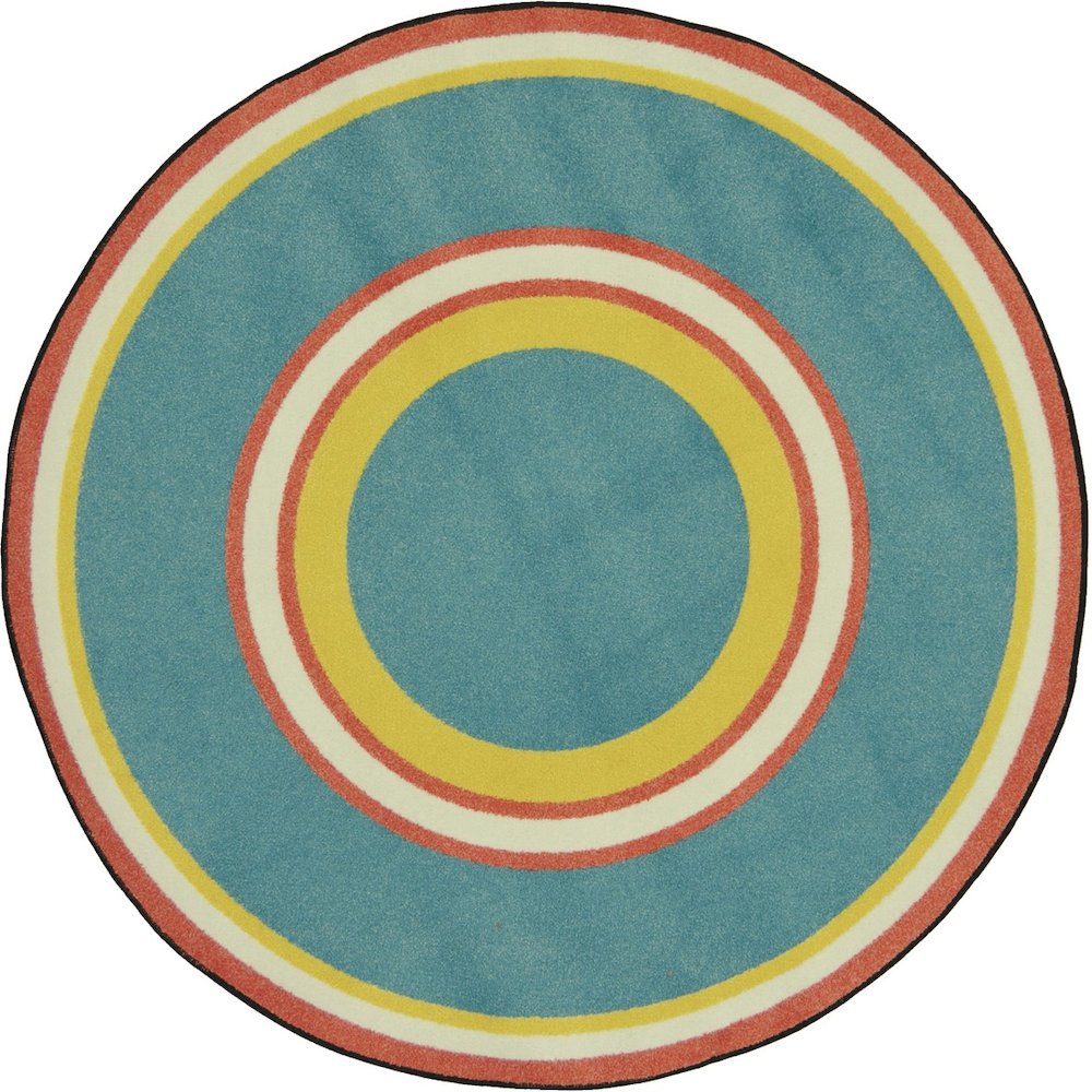 Kid Essentials Ripples 5'4" Round Area Rug in Color Beach. Picture 1