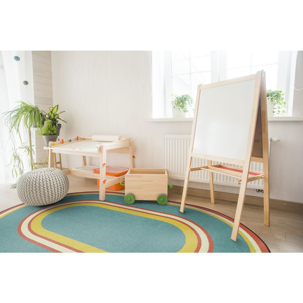 Kid Essentials Ripples 5'4" x 7'8" Oval Area Rug in Color Beach. Picture 3