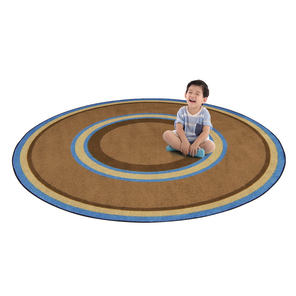 Kid Essentials Ripples 5'4" Round Area Rug in Color Chocolate. Picture 2