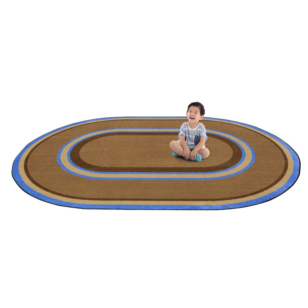 Kid Essentials Ripples 5'4" x 7'8" Oval Area Rug in Color Chocolate. Picture 2