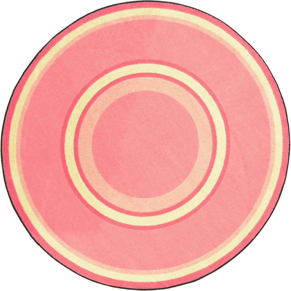 Kid Essentials Ripples 5'4" Round Area Rug in Color Pretty Pink. Picture 1
