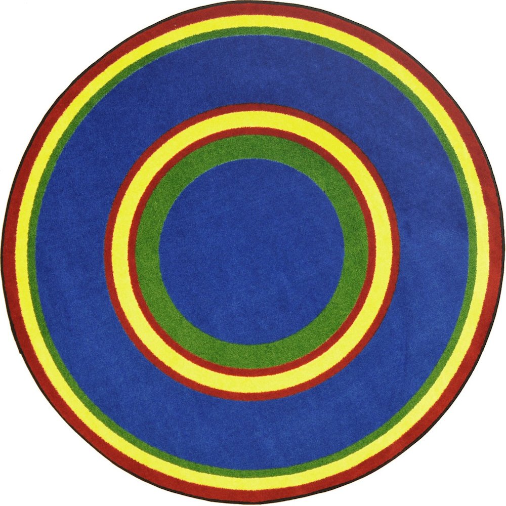 Kid Essentials Ripples 5'4" Round Area Rug in Color Primary. Picture 1