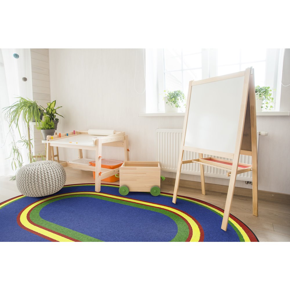 Kid Essentials Ripples 5'4" x 7'8" Oval Area Rug in Color Primary. Picture 3