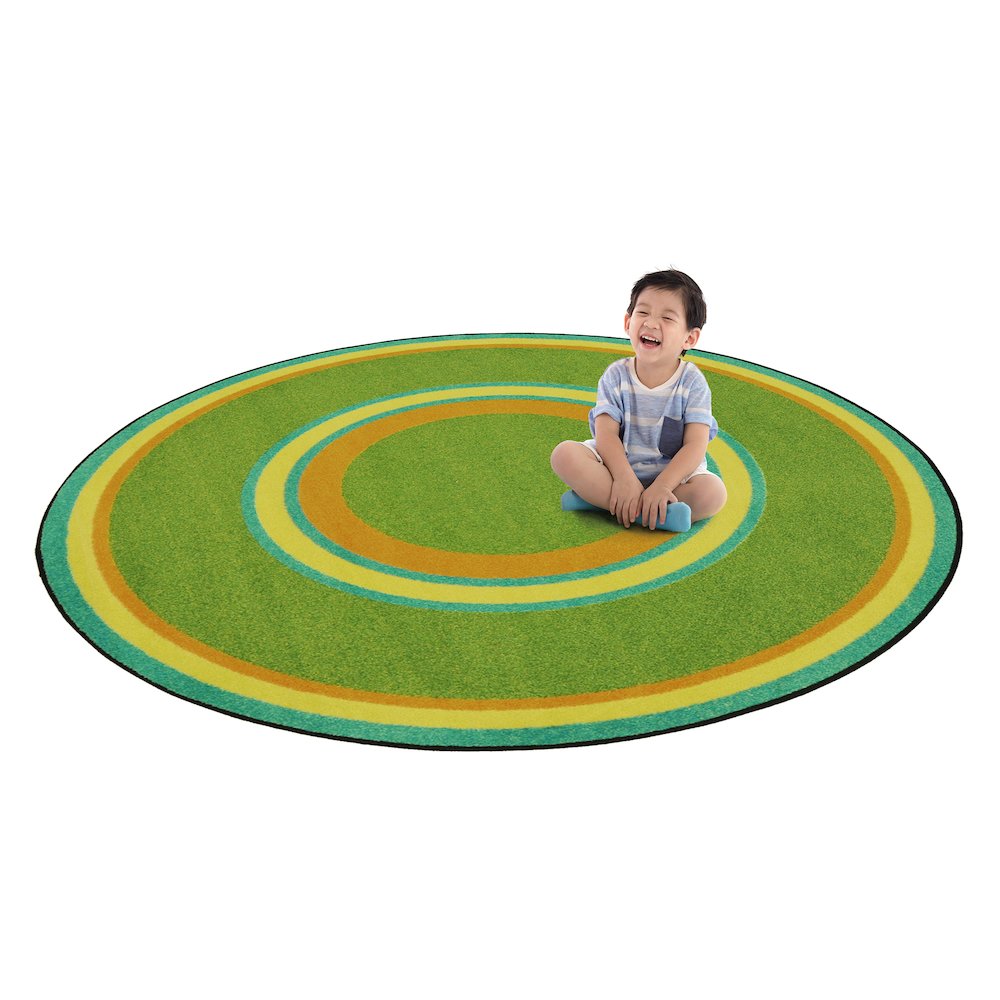 Kid Essentials Ripples 5'4" Round Area Rug in Color Retro. Picture 2