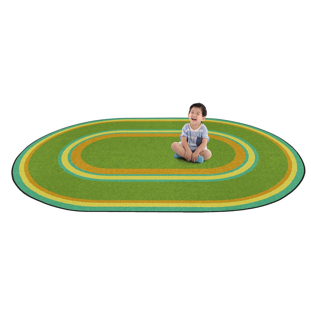 Kid Essentials Ripples 5'4" x 7'8" Oval Area Rug in Color Retro. Picture 2
