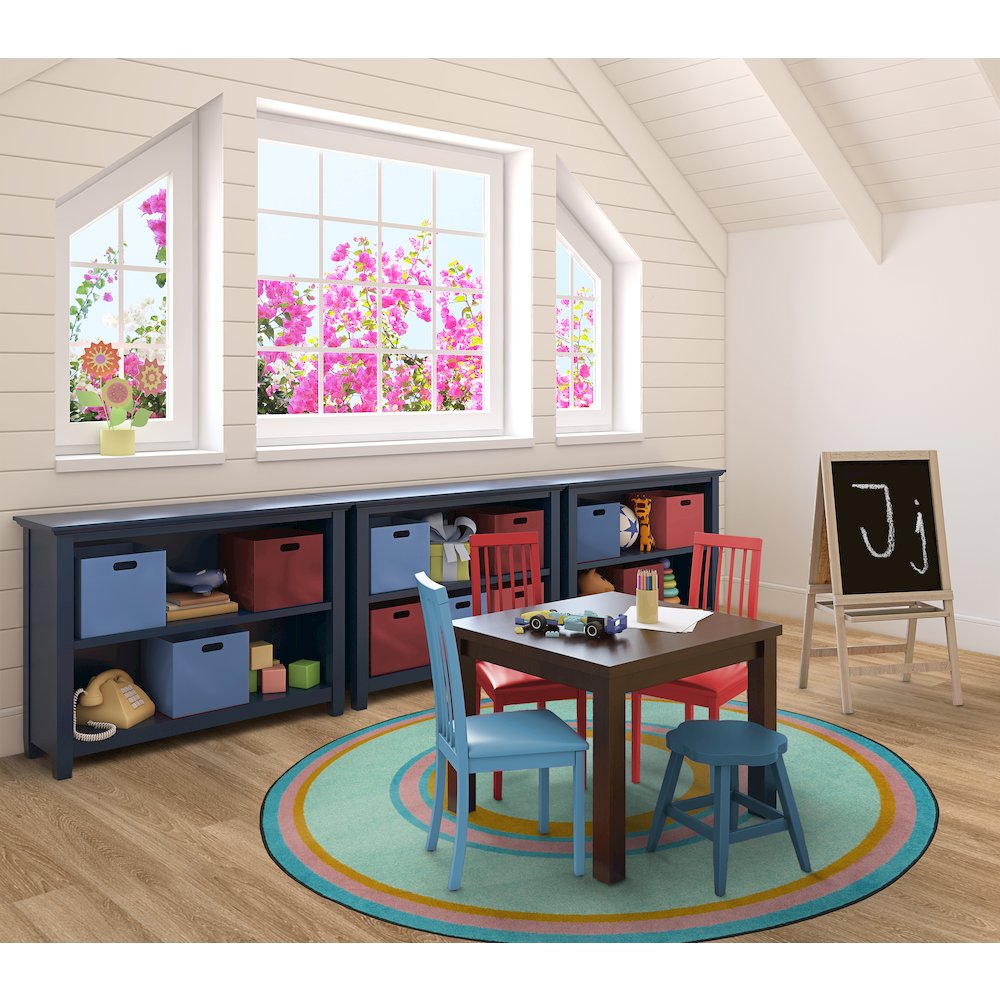 Kid Essentials Ripples 5'4" Round Area Rug in Color Teal. Picture 3