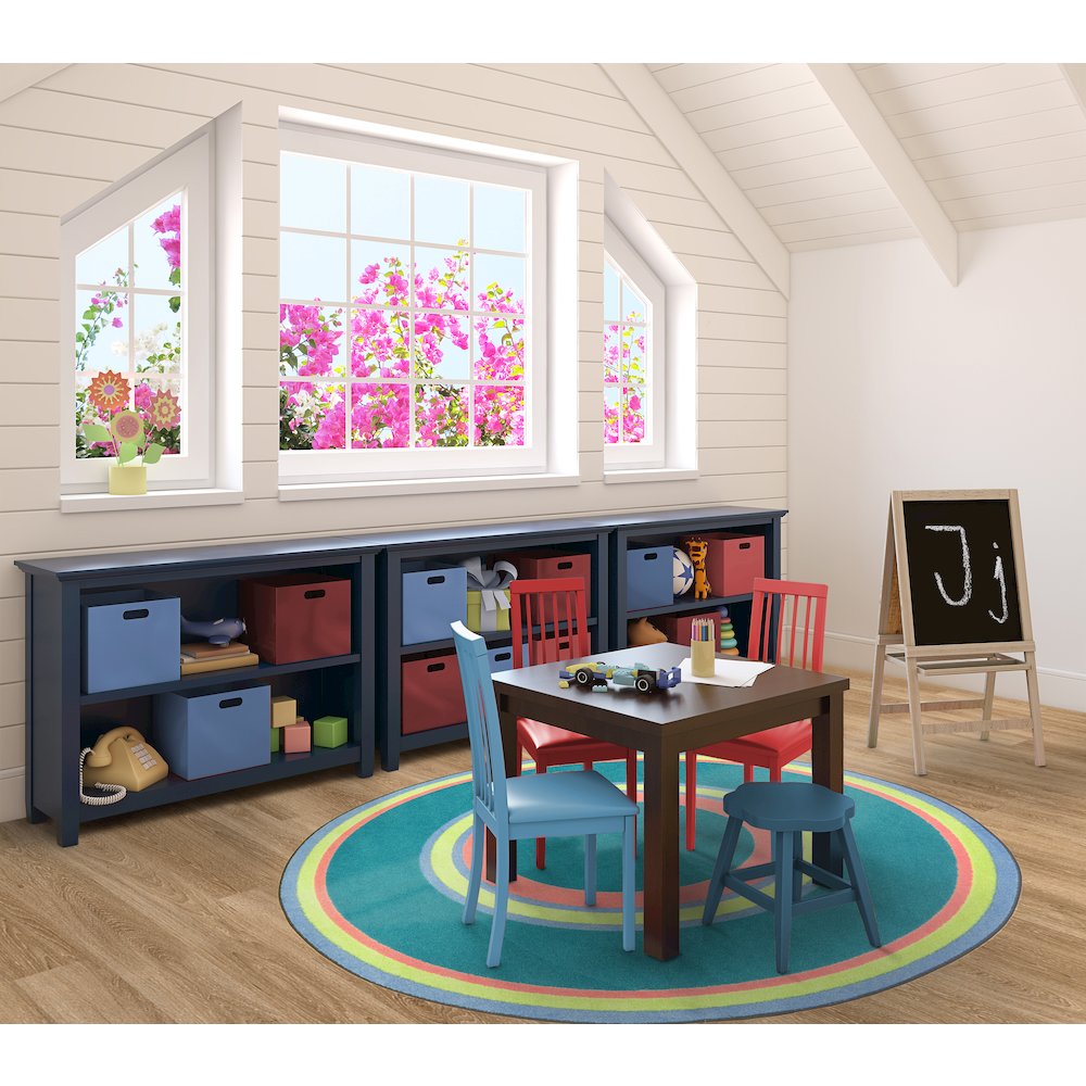 Kid Essentials Ripples 5'4" Round Area Rug in Color Teen. Picture 3