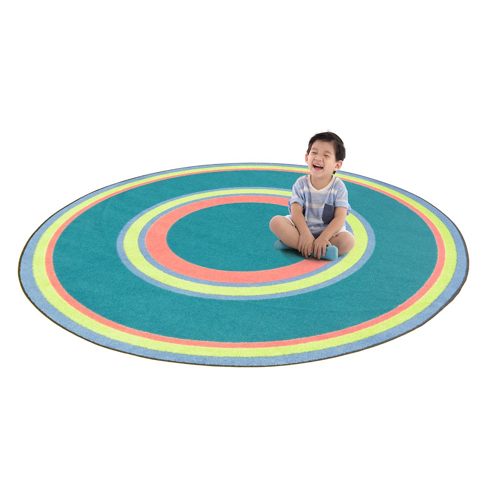 Kid Essentials Ripples 5'4" Round Area Rug in Color Teen. Picture 2