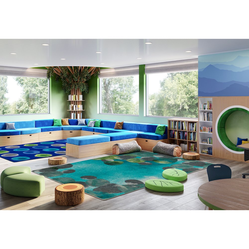 Kid Essentials Riverstone 7'8" x 10'9" Area Rug in Color Teal. Picture 3