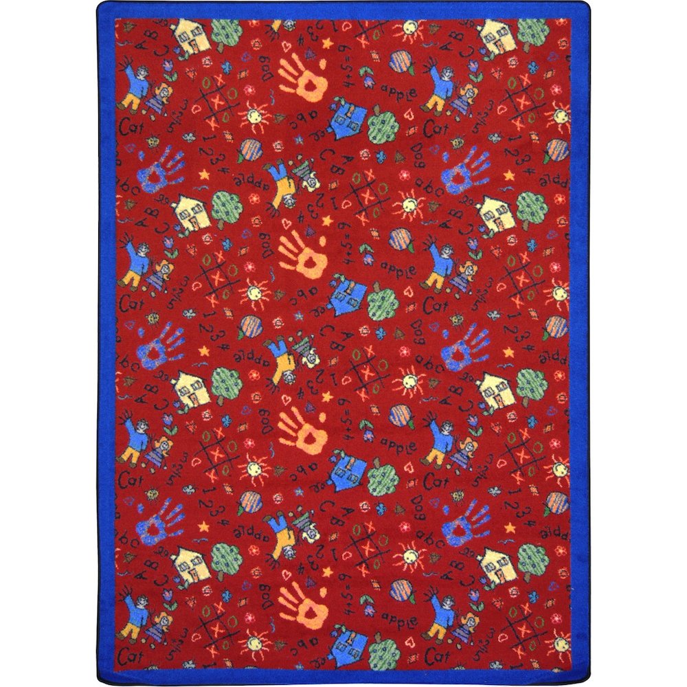 Playful Patterns Scribbles 5'4" x 7'8" Area Rug in Color Red. Picture 1