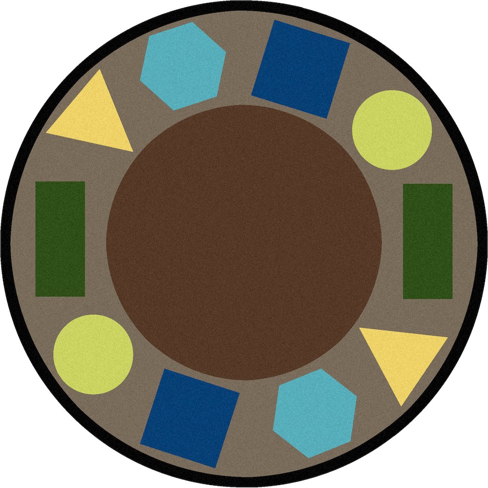 Kid Essentials Sitting Shapes 13'2" Round Area Rug in Color Earthtone. Picture 1