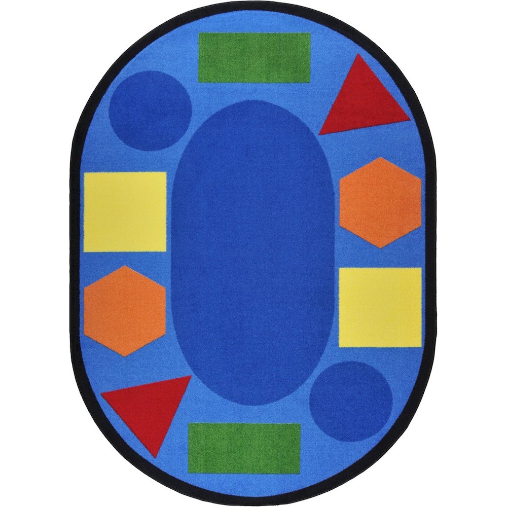 Kid Essentials Sitting Shapes 7'8" x 10'9" Oval Area Rug in Color Multi. Picture 1