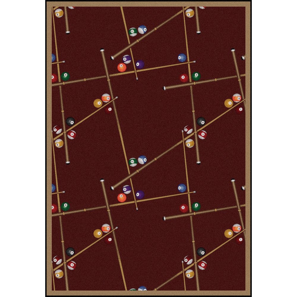 Games People Play Snookered 5'4" x 7'8" Area Rug in Color Burgundy. Picture 1