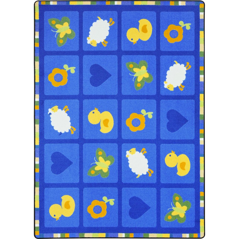 Kid Essentials Spring Things 7'8" x 10'9" Area Rug in Color Blue. Picture 1