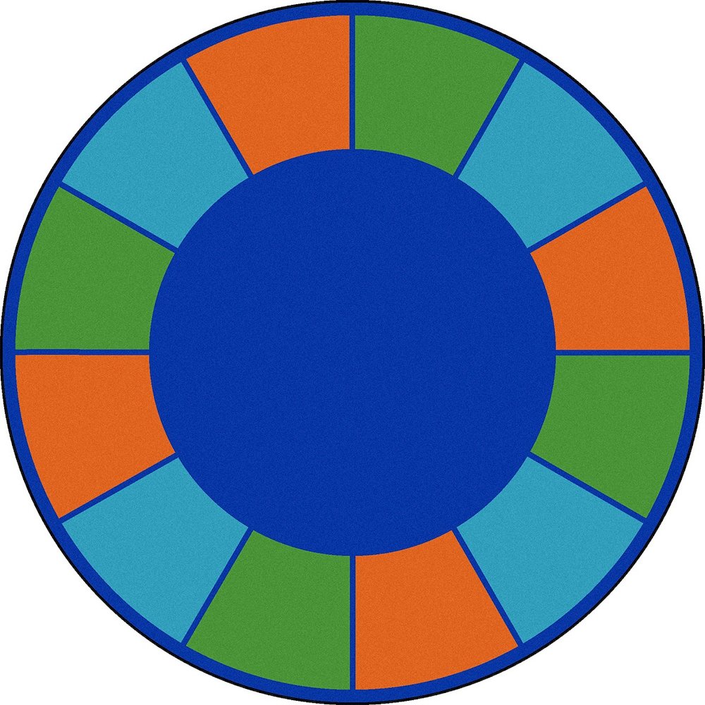 Kid Essentials Squares to Spare 13'2" Round Area Rug in Color Multi. Picture 1