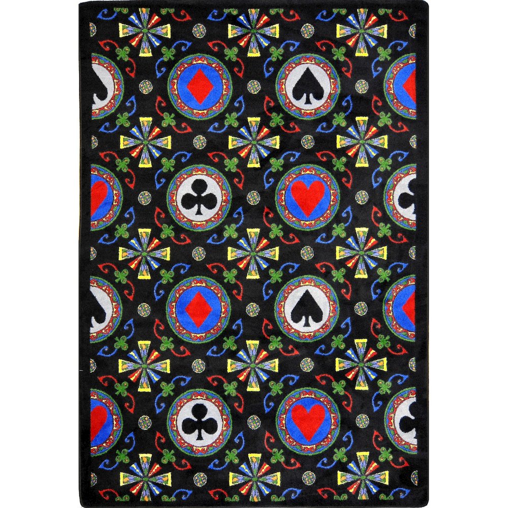 Games People Play Stacked Deck 5'4" x 7'8" Area Rug in Color Black. Picture 1