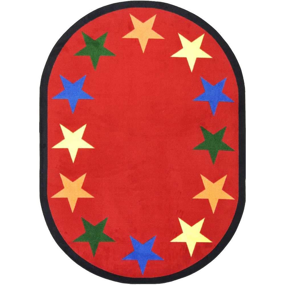 Kid Essentials Star Space 7'8" x 10'9" Oval Area Rug in Color Multi. Picture 1