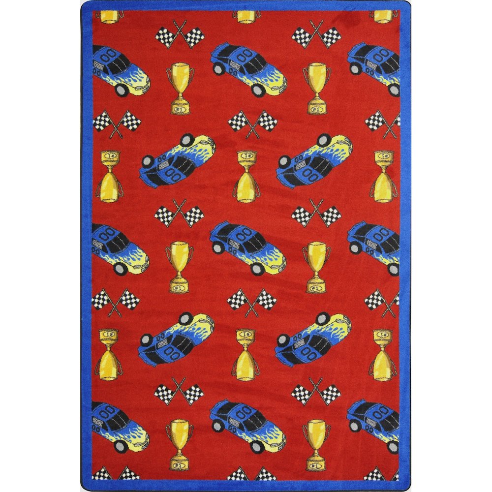 Playful Patterns Start Your Engines 7'8" x 10'9" Area Rug in Color Red. Picture 1